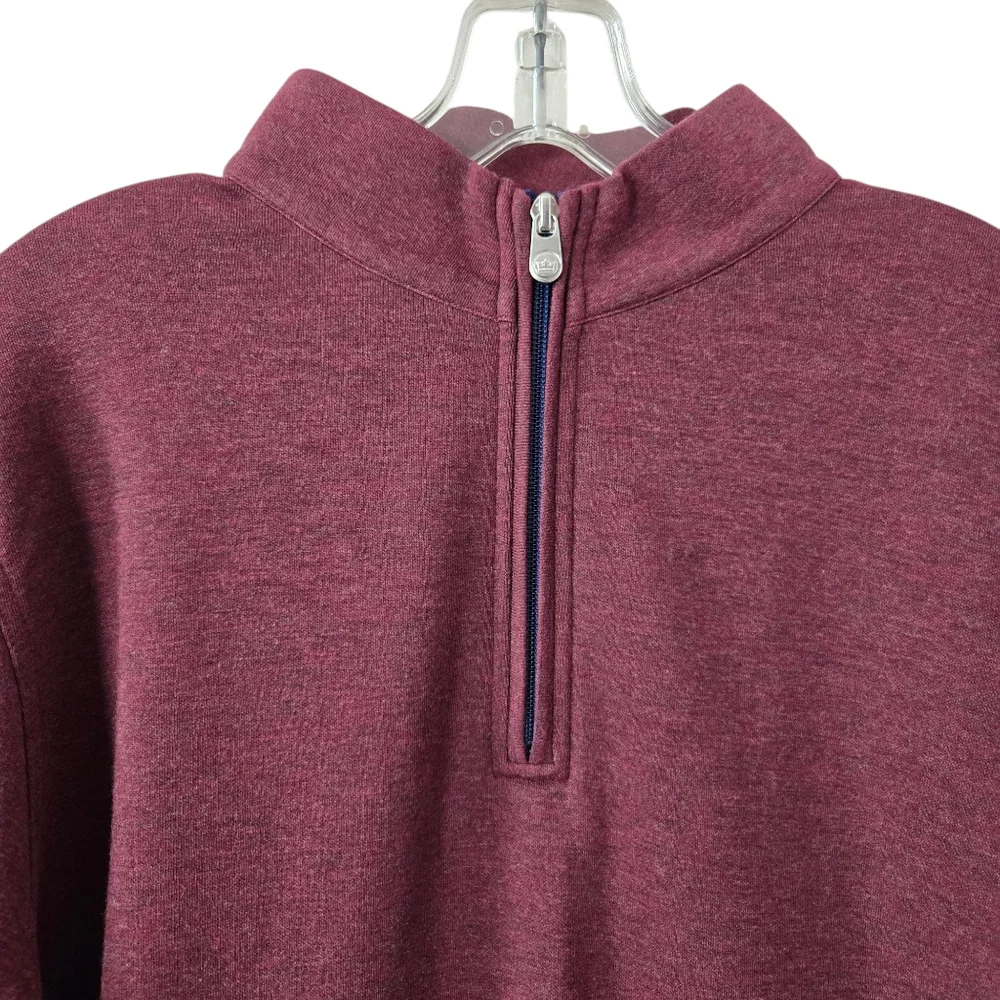 Peter Millar Crown Comfort Interlock 1/4 Zip Pullover Sweater Burgundy Red Large